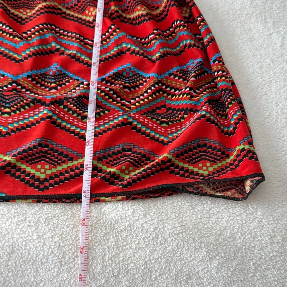 Vibrant Red Patterned Midi Sun Dress - Picture 11 of 11